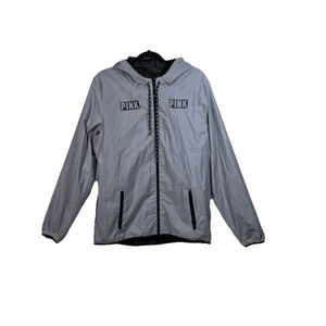 Womens Victoria Secret Pink Anorak Jacket Mesh Lined Silver Reflective 002 M/L